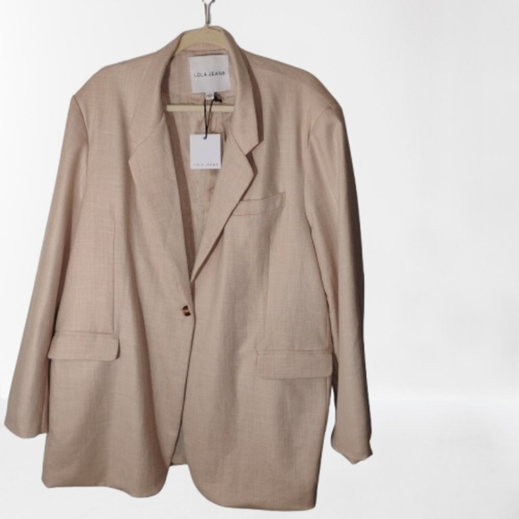 NWT Lola Jeans Beige Blazer – Elegant Textured ( looks like linen) Plus Size lin - Picture 1 of 5